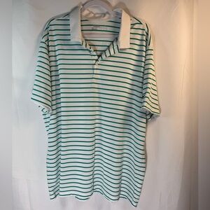 Nike Golf Dri-Fit Standard Fit Green & White Striped Polo XXL